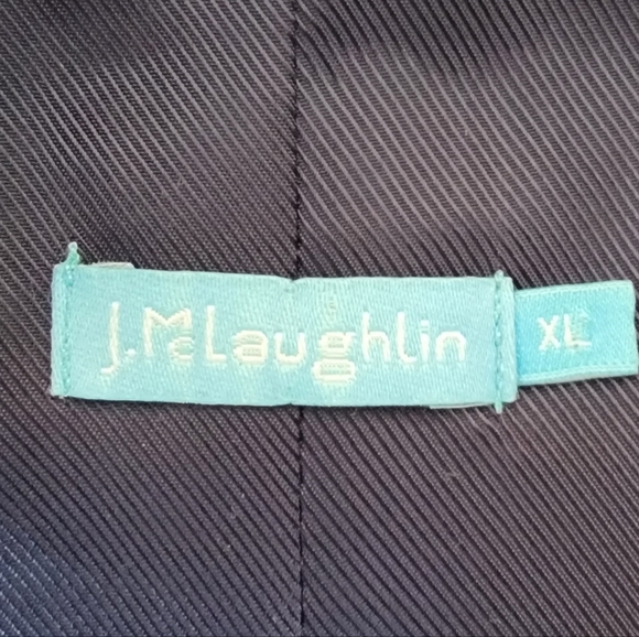 J. McLaughlin Womens Navy Blue And White Hester Raffia Palm Leaf Jacket Size XL - Picture 8 of 13